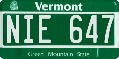 VT license plate NIE647
