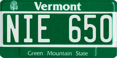 VT license plate NIE650