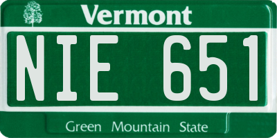 VT license plate NIE651