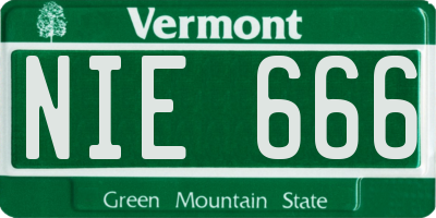VT license plate NIE666