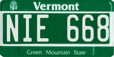 VT license plate NIE668