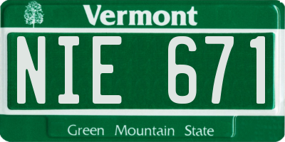 VT license plate NIE671
