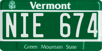 VT license plate NIE674