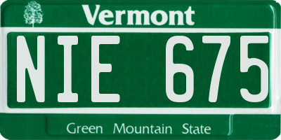 VT license plate NIE675