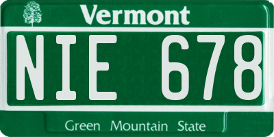 VT license plate NIE678
