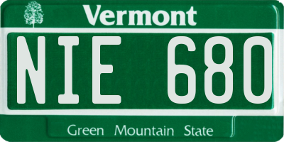 VT license plate NIE680