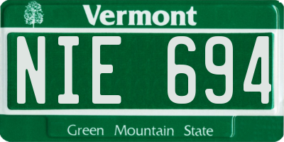 VT license plate NIE694