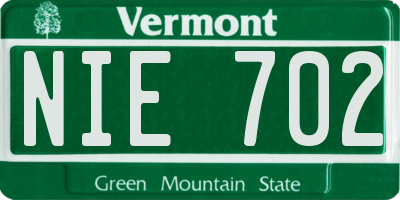 VT license plate NIE702