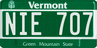 VT license plate NIE707
