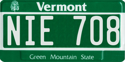 VT license plate NIE708