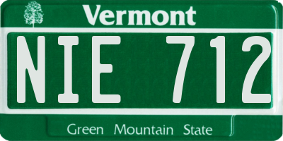 VT license plate NIE712