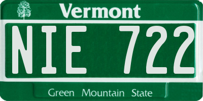 VT license plate NIE722