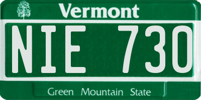 VT license plate NIE730