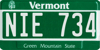 VT license plate NIE734