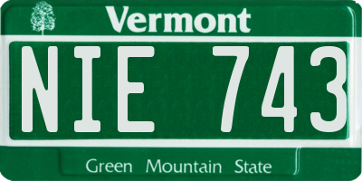 VT license plate NIE743