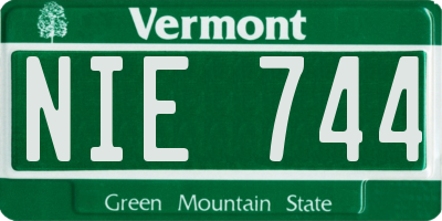 VT license plate NIE744