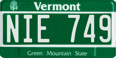 VT license plate NIE749