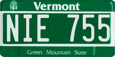 VT license plate NIE755