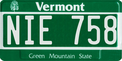 VT license plate NIE758