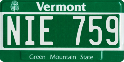 VT license plate NIE759