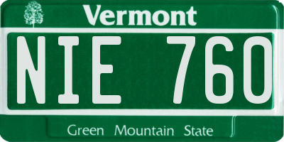 VT license plate NIE760