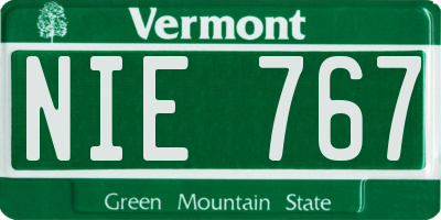 VT license plate NIE767