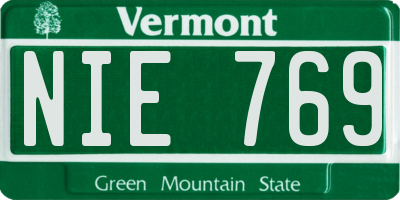 VT license plate NIE769