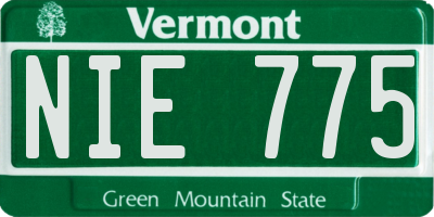 VT license plate NIE775