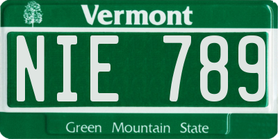 VT license plate NIE789