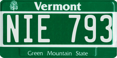 VT license plate NIE793