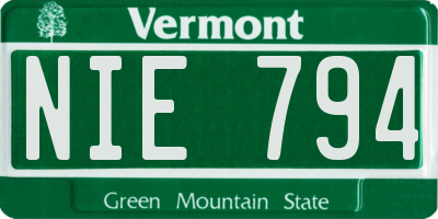 VT license plate NIE794