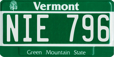 VT license plate NIE796