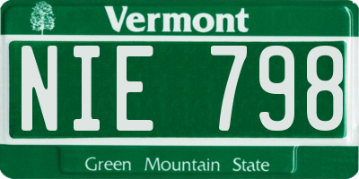 VT license plate NIE798