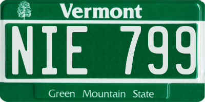 VT license plate NIE799