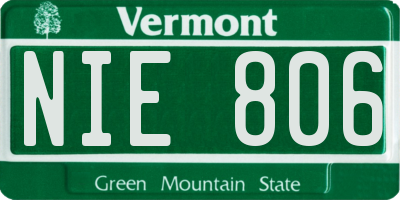 VT license plate NIE806
