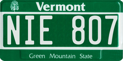 VT license plate NIE807