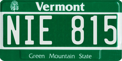 VT license plate NIE815