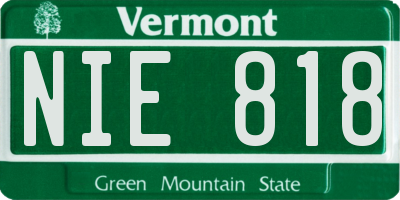 VT license plate NIE818