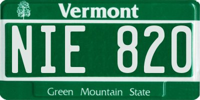 VT license plate NIE820