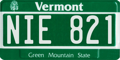 VT license plate NIE821