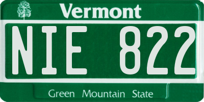 VT license plate NIE822