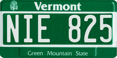 VT license plate NIE825