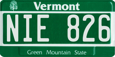 VT license plate NIE826