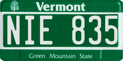 VT license plate NIE835