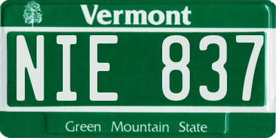 VT license plate NIE837