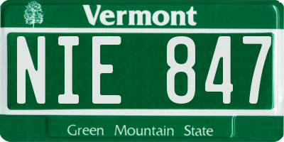 VT license plate NIE847
