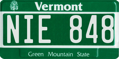 VT license plate NIE848