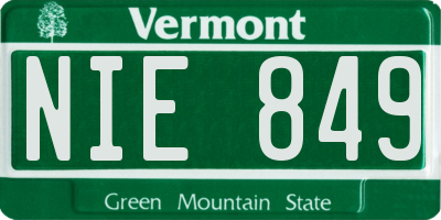 VT license plate NIE849
