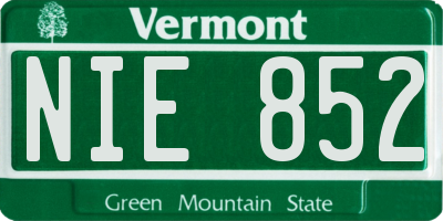 VT license plate NIE852