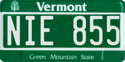 VT license plate NIE855